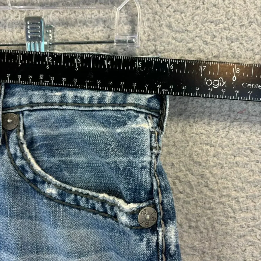True Religion Jean Mens 29 Ricky Flap Super T Relaxed Distressed (meas 31x35)
